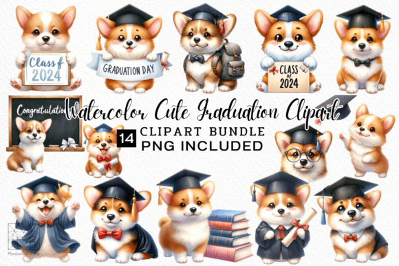 Download Watercolor Cute Graduation 2024 Clipart - 2024 Collection
