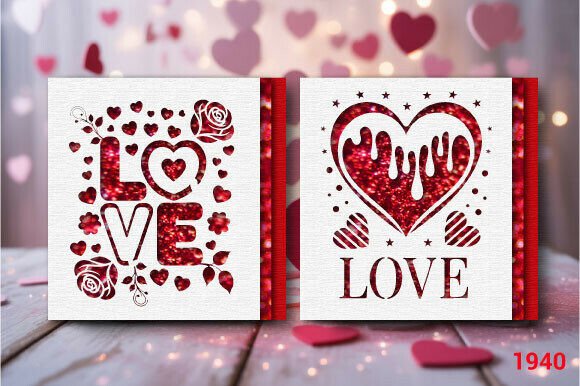 Download Valentine LOVE Gift Card SVG Layer 1940 - 1940 Collection