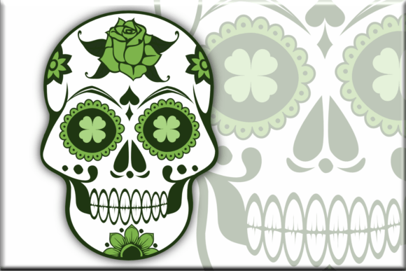 Download St. Patrick's Day Skull with Clovers - St. patrick's Collection