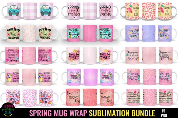 Download Spring Mugs Sublimation Bundle PNG - Mugs Collection